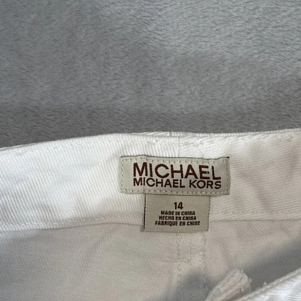 Michael Kors White Denim Greenwich Fit Bootcut Women’s Pants Size 14 Flared Boho